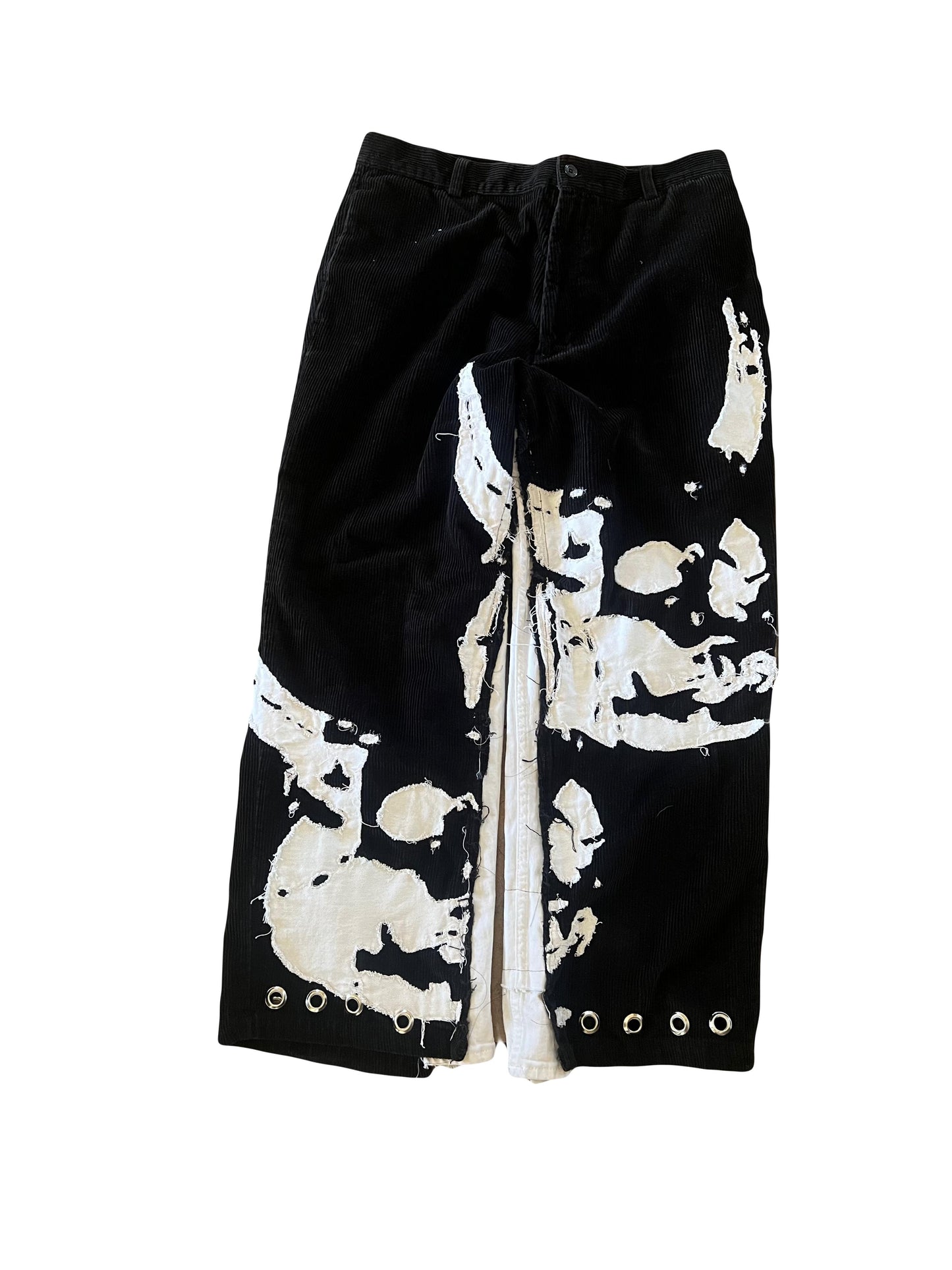 FearingMyFailure Double Skull White On Black Corduroy