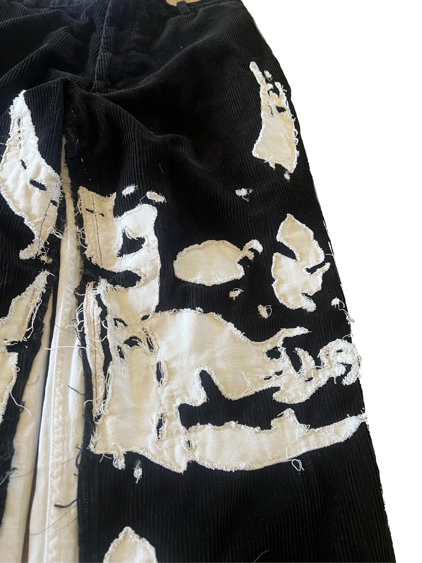 FearingMyFailure Double Skull White On Black Corduroy