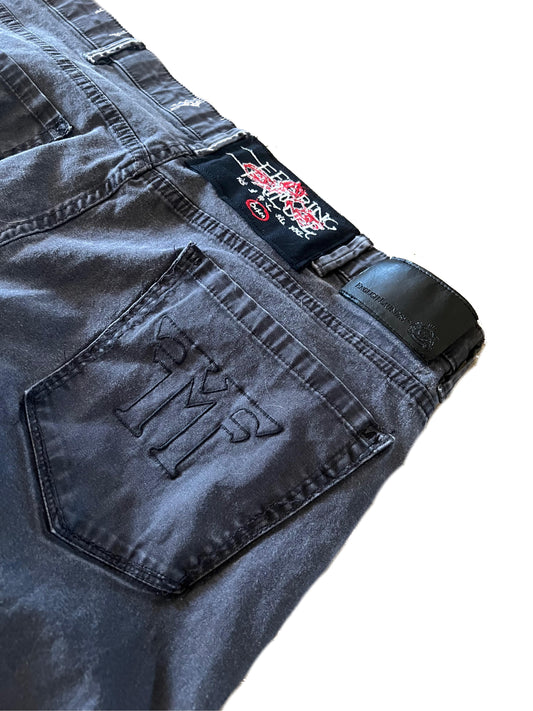 FearingMyFailure Double Skull Black On Grey Pants