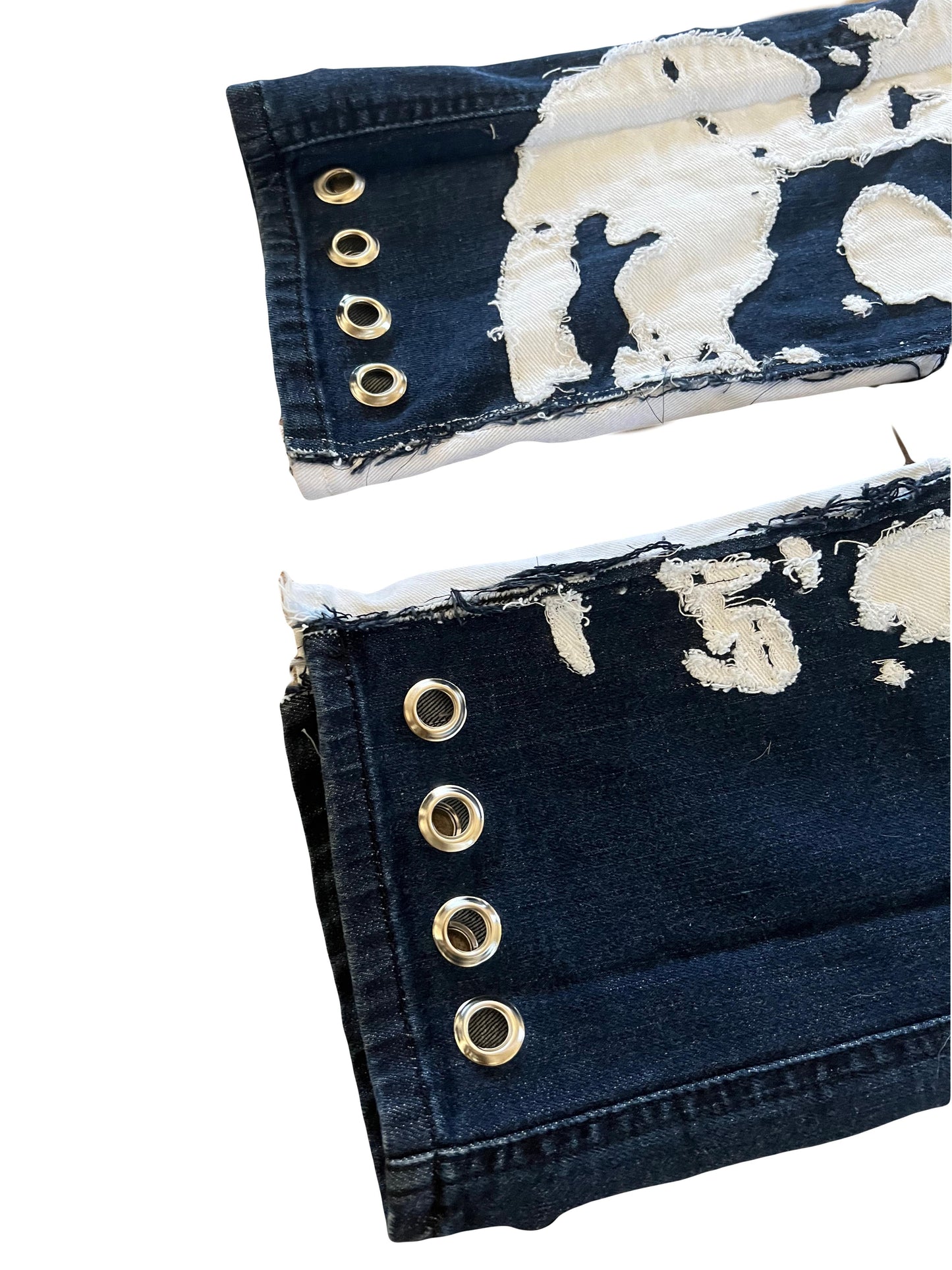 Women's FearingMyFailure Double Skull White On Deep Blue Denim