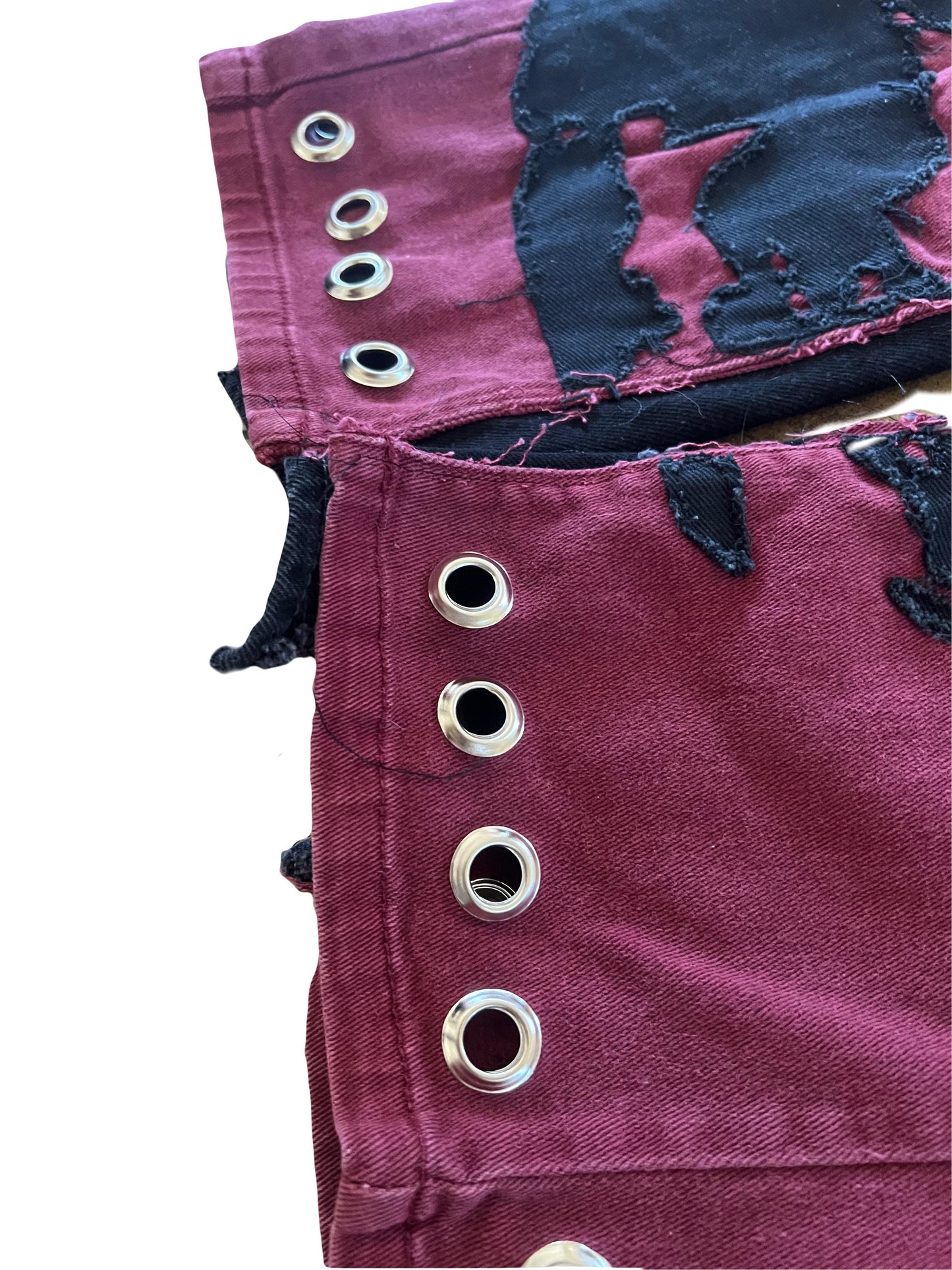 FearingMyFailure Double Skull Black On Red Denim