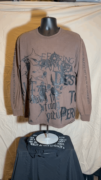 Brown Longsleeve 1/1 Black Chaos Print (L)
