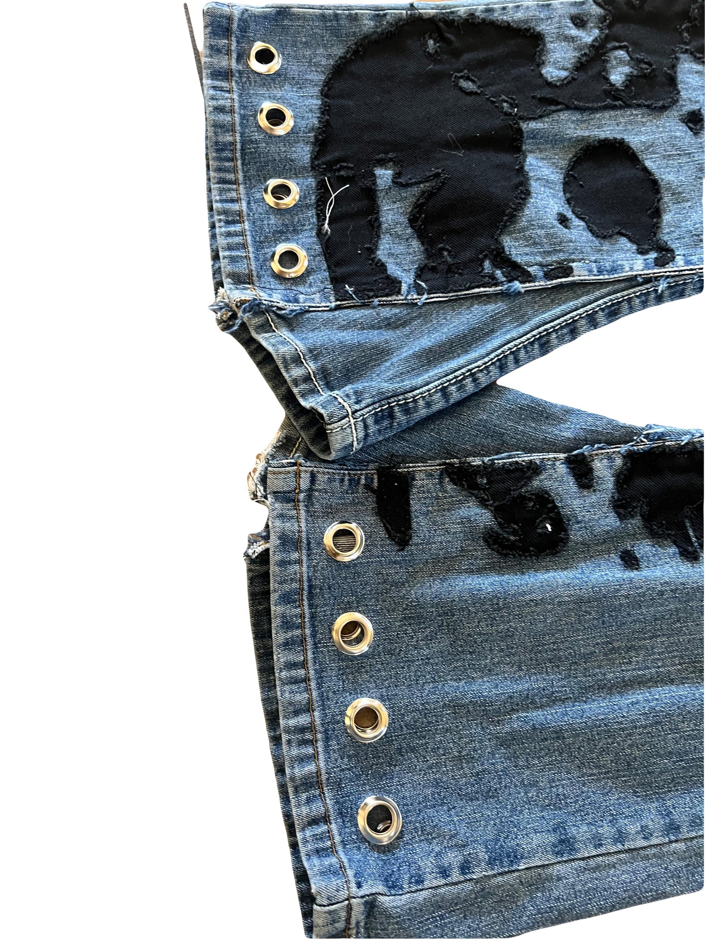 Women's FearingMyFailure Double Skull Black On Blue Denim