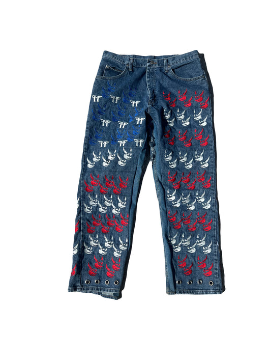 USA FLAG DOUBLE SKULL DENIM V2 1/2