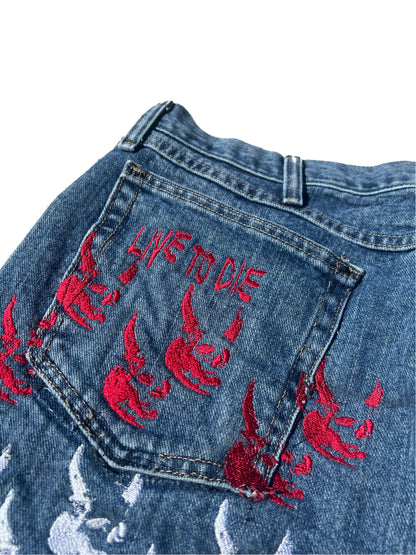 USA FLAG DOUBLE SKULL DENIM V2 1/2