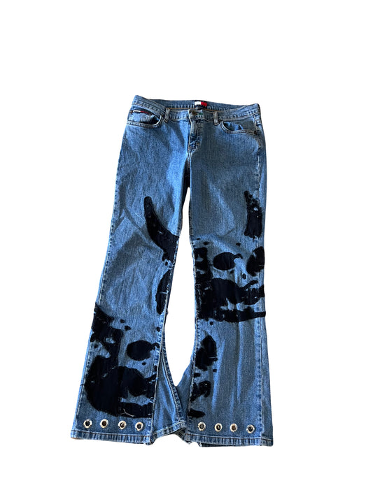 Women's FearingMyFailure Double Skull Black On Blue Denim