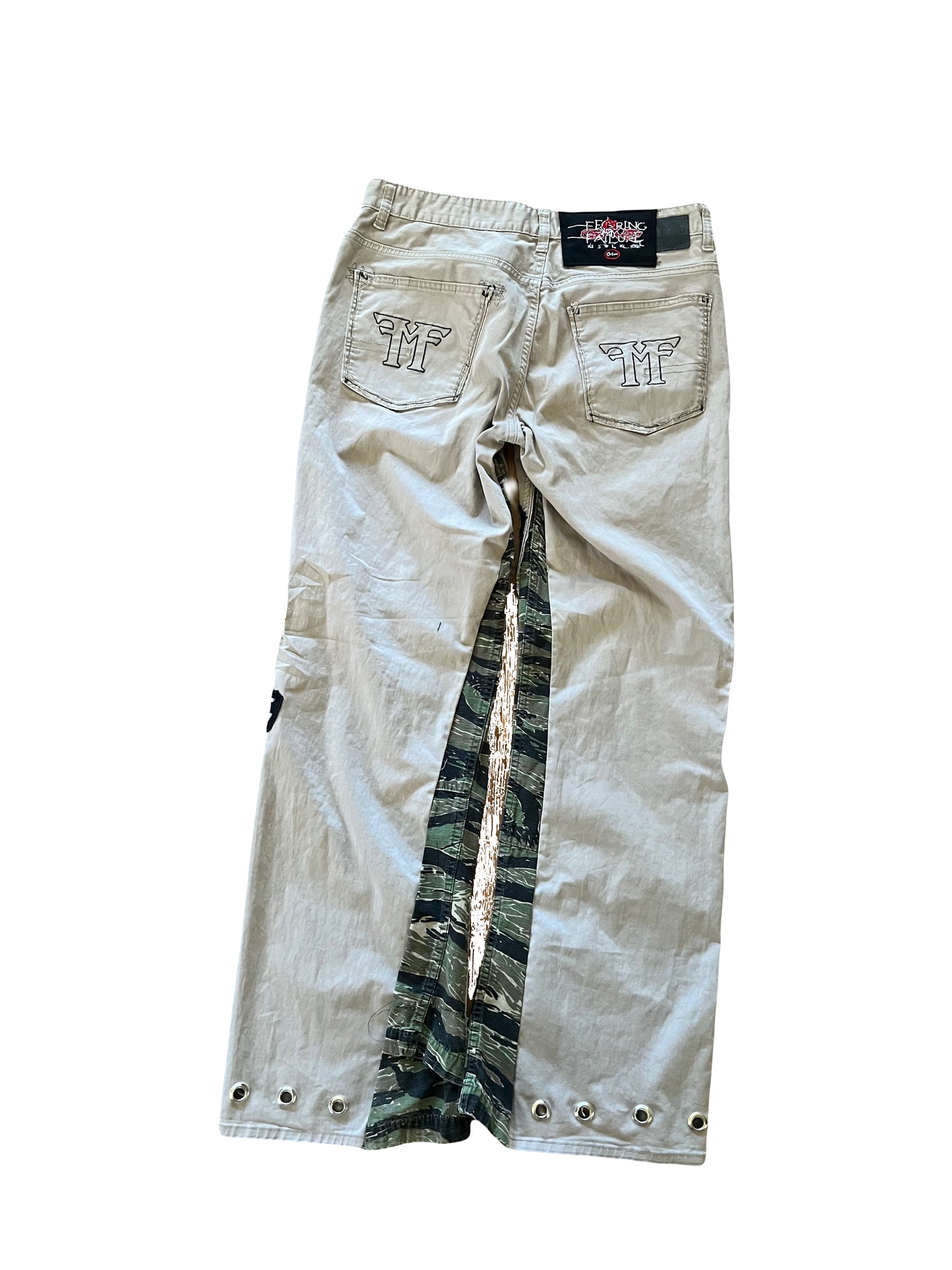 FearingMyFailure Double Skull Black On Tan Pants