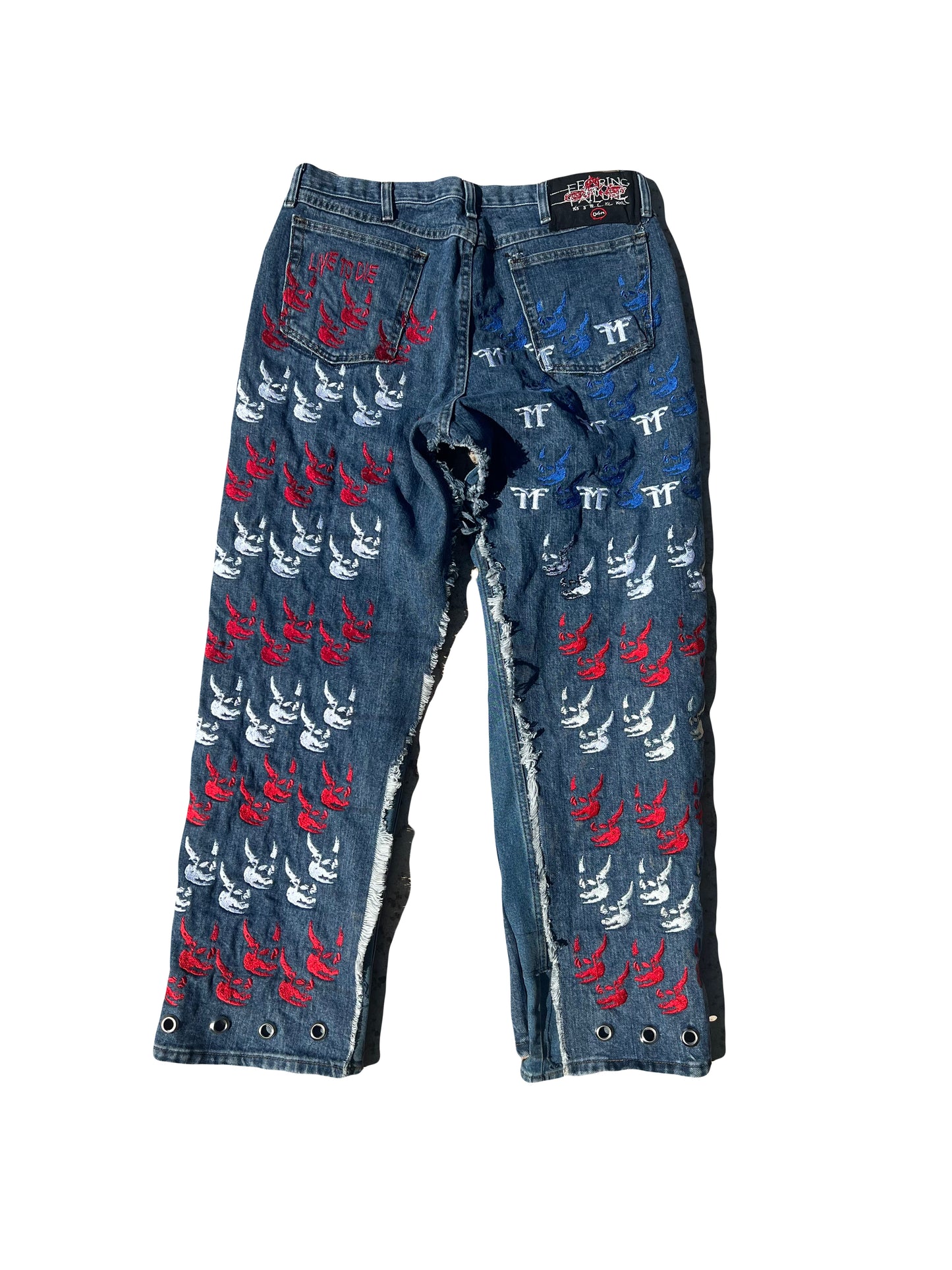 USA FLAG DOUBLE SKULL DENIM V2 1/2